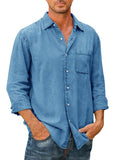 Men's Long Sleeve Denim Shirt - Bargainwizz