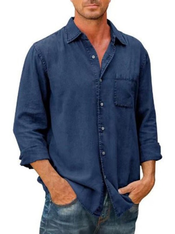Men's Long Sleeve Denim Shirt - Bargainwizz