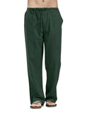 Men's Solid Color Linen Blend Drawstring Pants - Bargainwizz