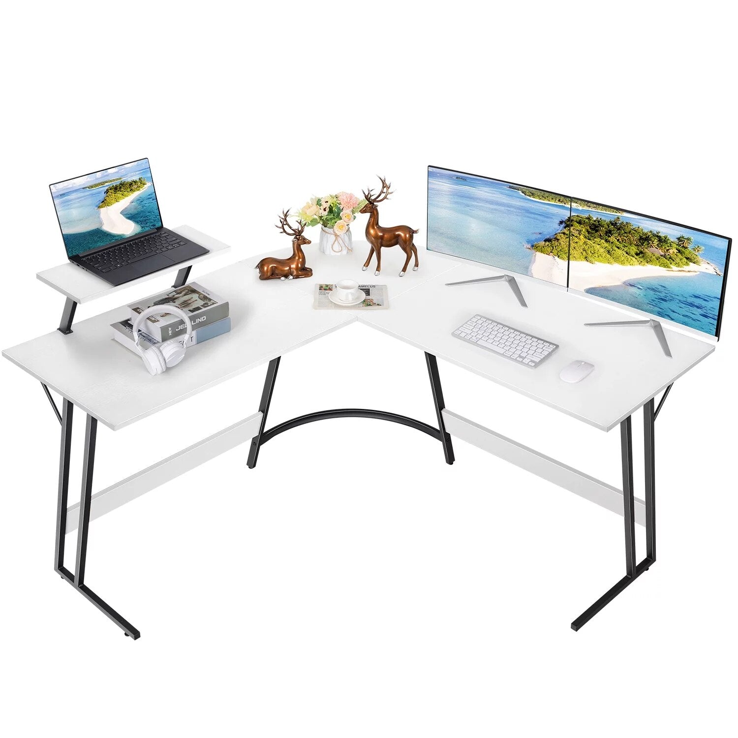 Modern L-Shaped Computer Gaming Desk - Bargainwizz