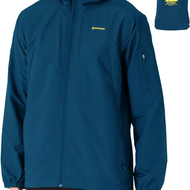 NAVISKIN Men's Windbreaker Jacket Lightweight Packable Hooded Water Repellent Outdoor Jackets - Bargainwizz