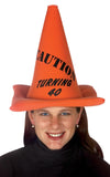 Orange Safety Cone - Caution Turning 40 Hat
