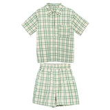 Plaid Single-Breasted Shirts + Shorts Set - Bargainwizz
