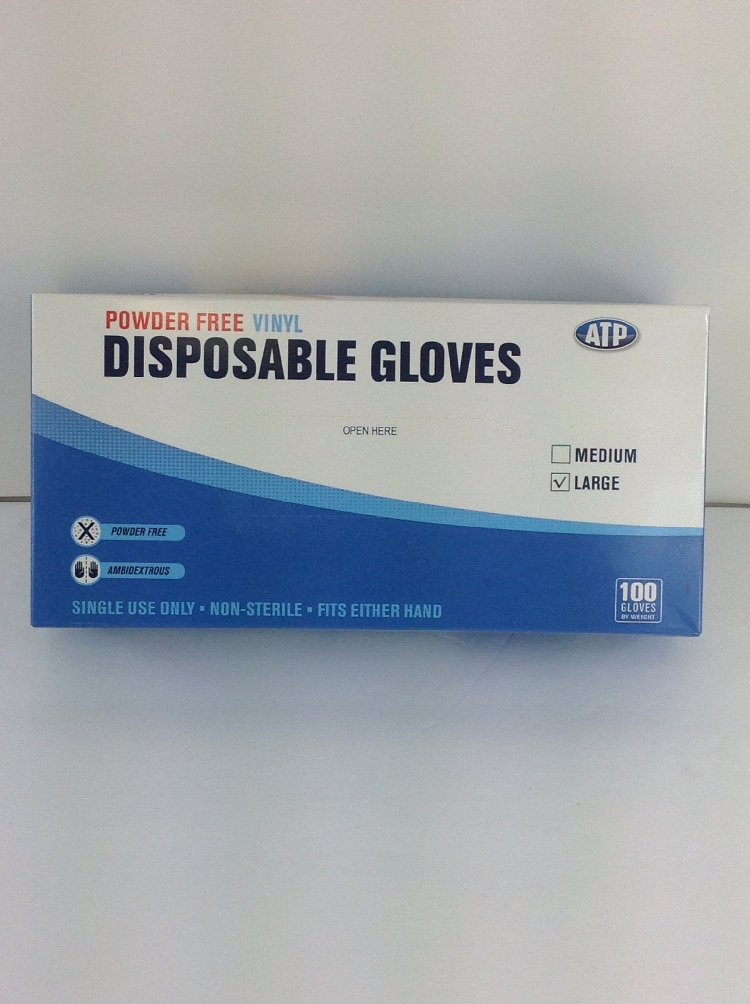 Powder Free Vinyl Exam Gloves, Large, 100/Box - Bargainwizz