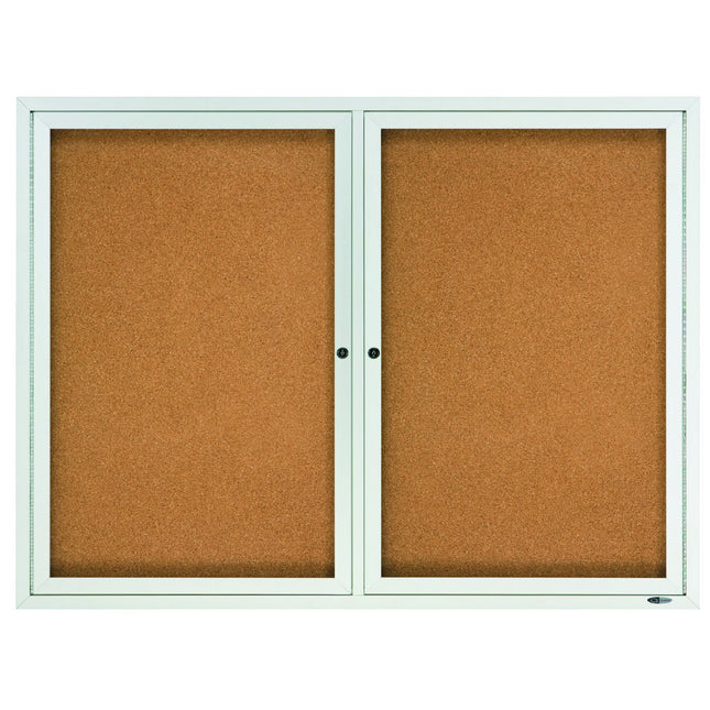 Quartet Enclosed Natural Cork/Fiberboard Bulletin Board Silver Alumium - Bargainwizz
