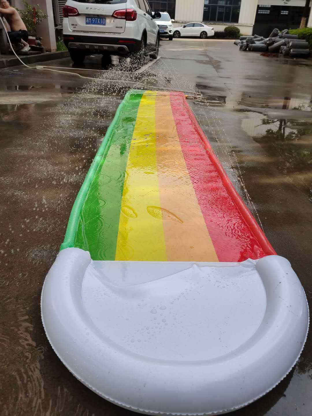 Rainbow Cloud Inflatable Water Slide Pool - Bargainwizz