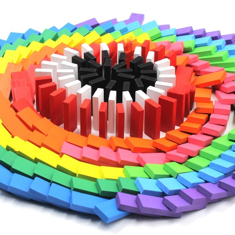 Rainbow Wood Domino Block Set - Bargainwizz