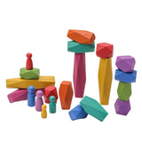 Rainbow Wooden Building Blocks - Bargainwizz