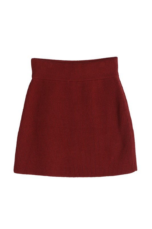 Ribbed Knit Crop Top and Skirt Set - Bargainwizz