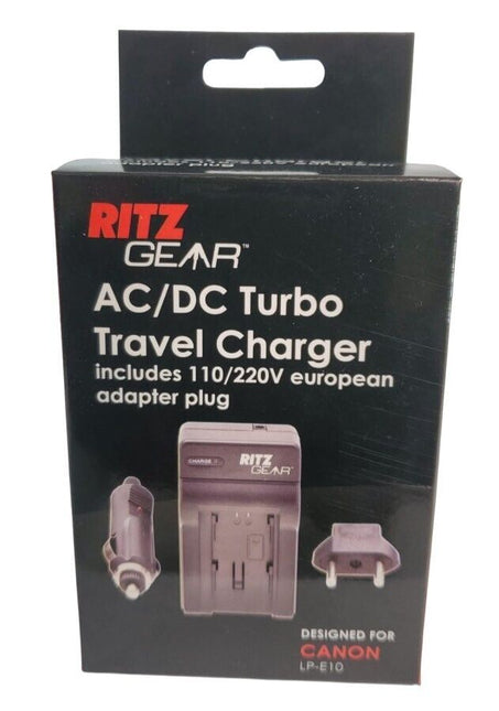 Ritz Gear AC/DC Turbo Travel Charger 8.4V DC for Canon LP-E10 - Bargainwizz
