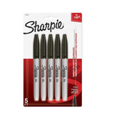 Sharpie Permanent Marker Fine Point Black - 5 Count - Bargainwizz