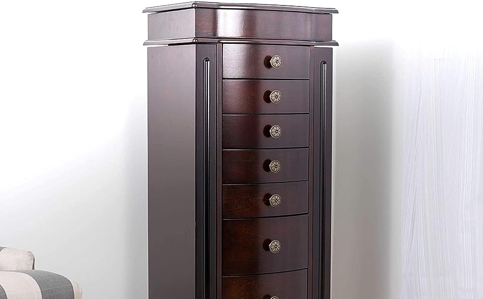 Shiloh Large Jewelry Armoire Cabinet Standing Storage Chest - Bargainwizz