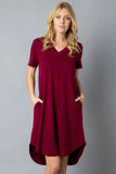 Short Sleeve V Neck Dress - Bargainwizz