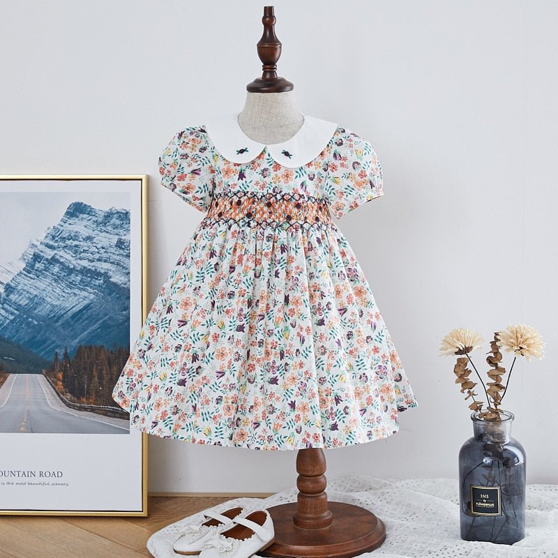 Smocked Hand Embroidered Girl Dress - Bargainwizz