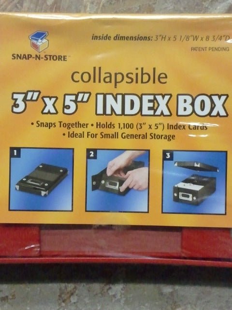 Snap-N-Store Collapsible 3 x 5 Index Box - Bargainwizz