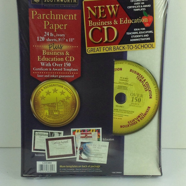 Southworth Parchment Paper w/ Certificate CD, Ivory, 24 LB, 120 Ct - Bargainwizz