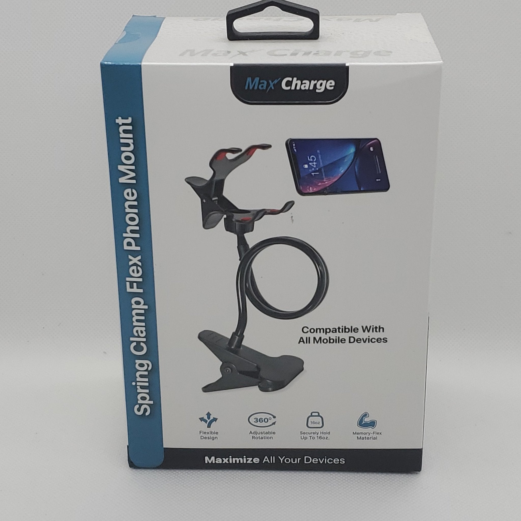 Spring Clamp Flex Phone Mount - Max Charge - Bargainwizz