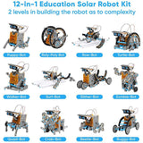 STEM Solar Robot Kit For Kids; 12-in-1 Educational STEM Science Experiment Toys; Solar Powered Building Kit DIY For 8 9 10 11 12 13 Years Old Boys & Girls Kids Toy - Bargainwizz