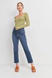 Straight Jeans with Pocket and Hem - Bargainwizz