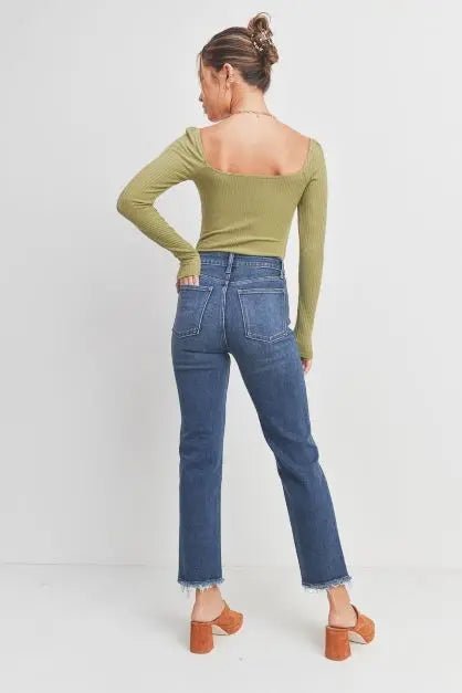 Straight Jeans with Pocket and Hem - Bargainwizz