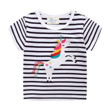 Stripe Girls Tee with Unicorn - Bargainwizz