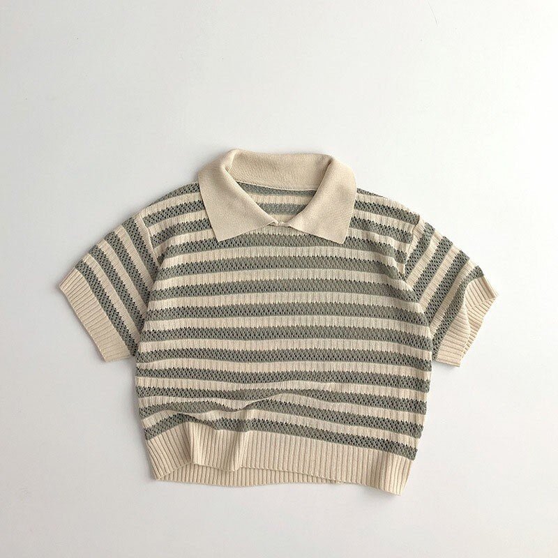 Striped Loose Polo T-shirt - Bargainwizz
