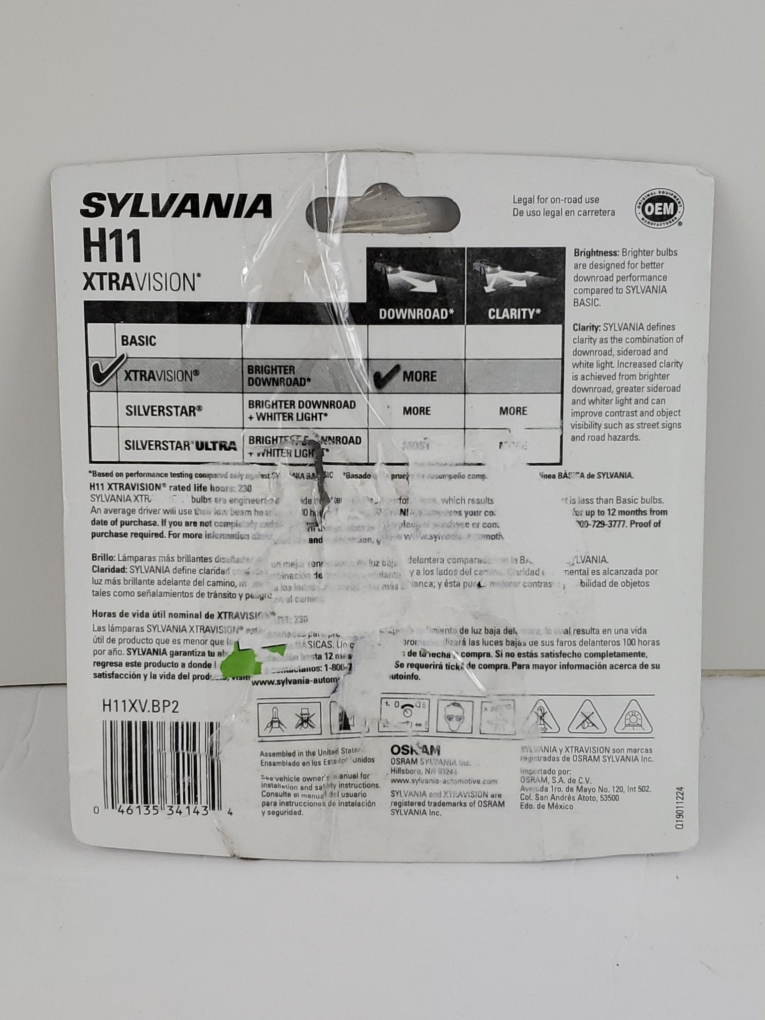 Sylvania H11 XV XtraVision Halogen Replacement Bulb, (Pack of 2) - Bargainwizz