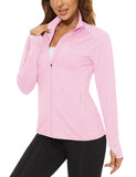 TACVASEN UPF 50+ Sun Protection Summer Shirts Womens Long Sleeve Shirts Full Zip Casual Jackets Zipper Pockets Golf Athlete Tops - Bargainwizz