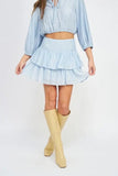 Tiered High Waist Jean Mini Skirt - Bargainwizz