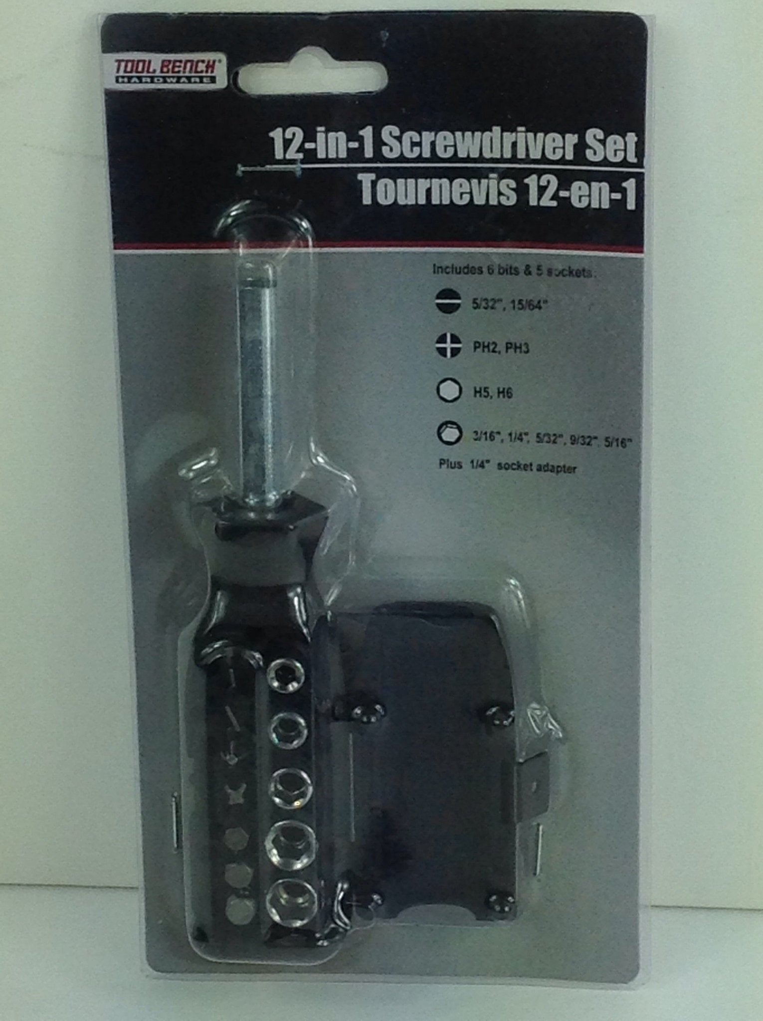 Tool Bench - Screwdriver; Allen Wrench; Driver Socket (12-in-1 Compact Set) - Bargainwizz