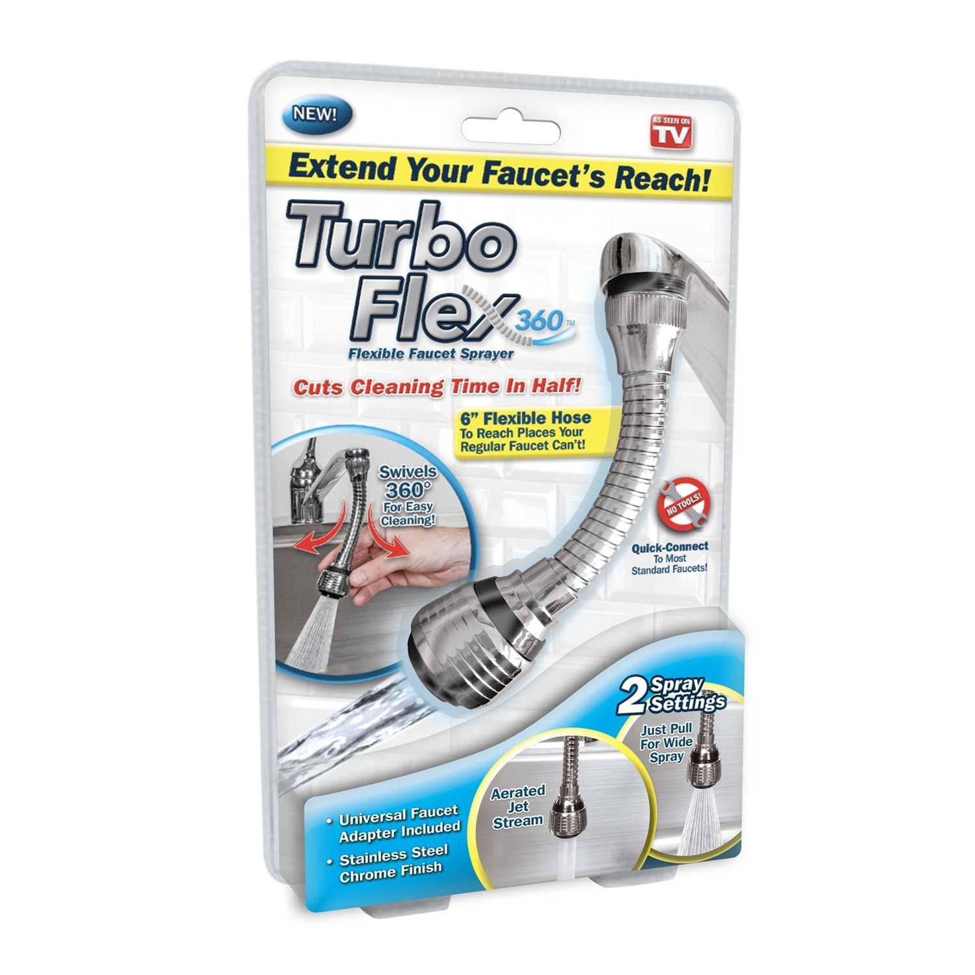 Turbo Flex 360 Instant Hands Free Faucet Swivel Spray Sink Hose - Bargainwizz