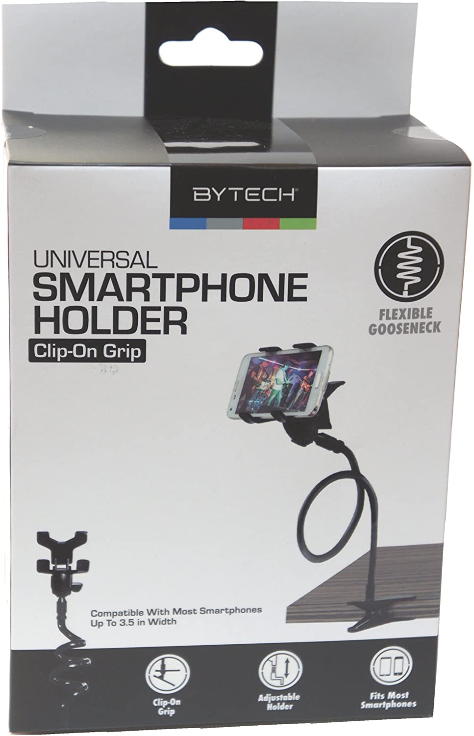Universal Smartphone Holder With Clip On Grip, Black - Bargainwizz