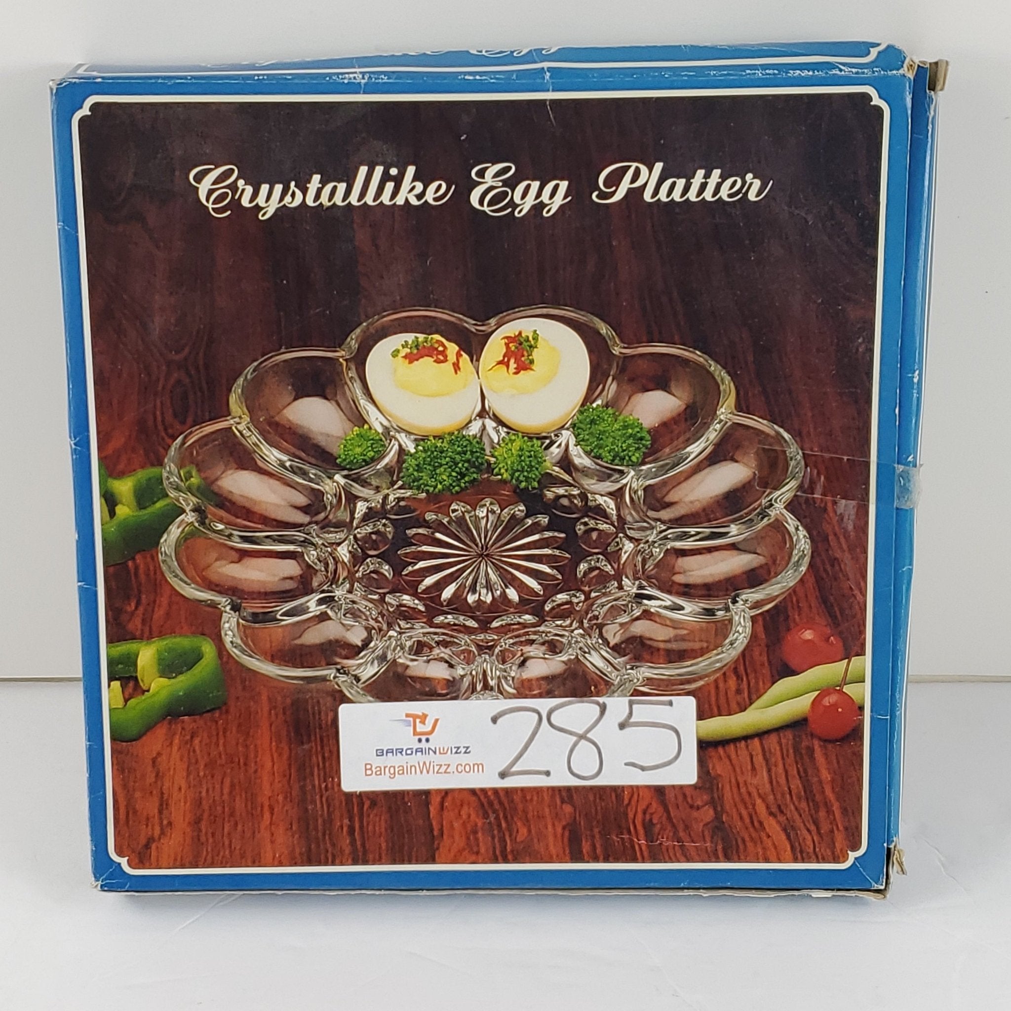 Vintage Egg Plate Clear Crystal 10" Holds 12 Eggs - Bargainwizz
