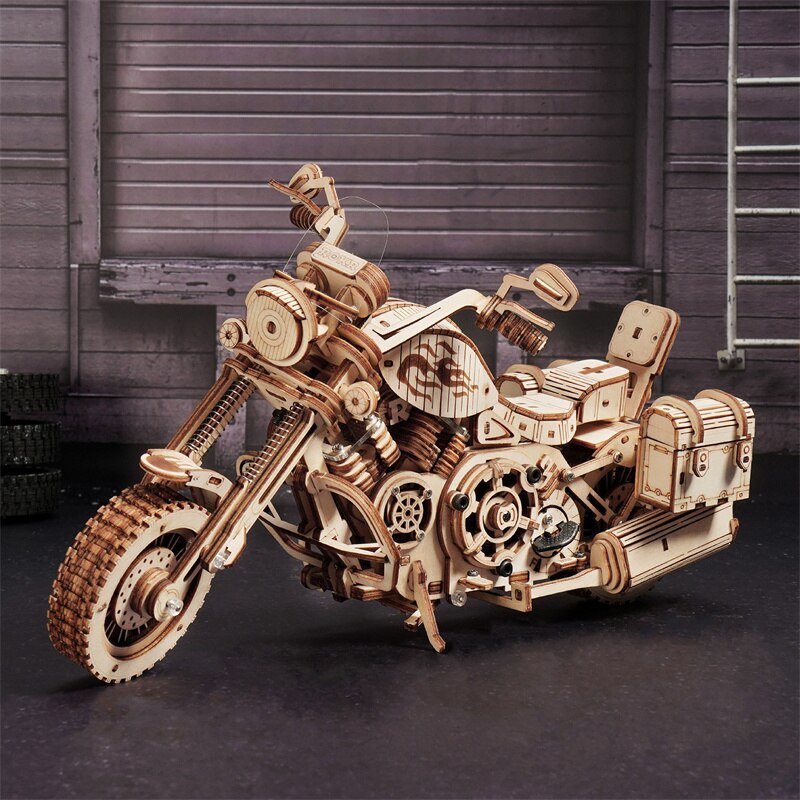 Wooden Motorcycle 3D Puzzle Kit - Bargainwizz