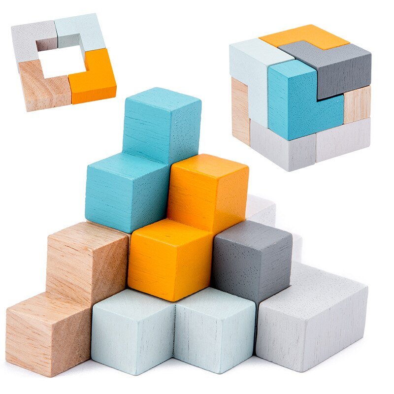 Wooden Puzzle Building Block Set - Bargainwizz