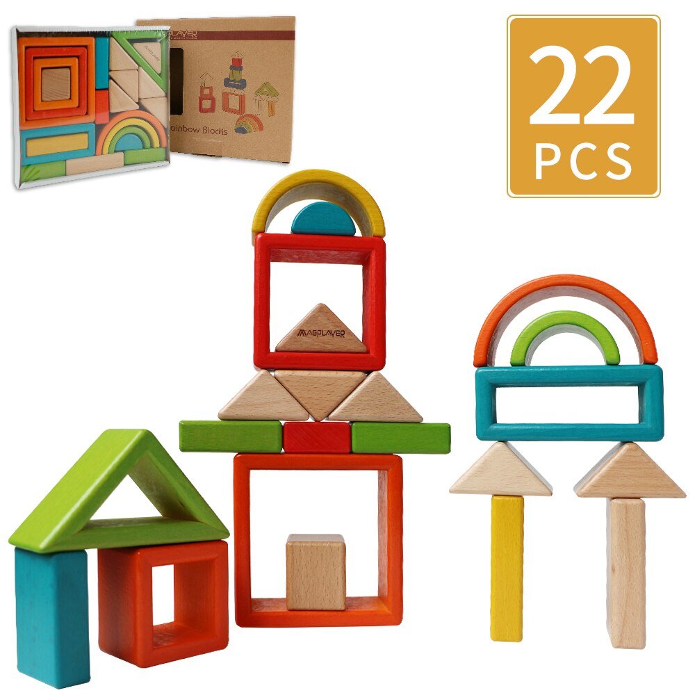 Wooden Rainbow Stacking Toys - Bargainwizz